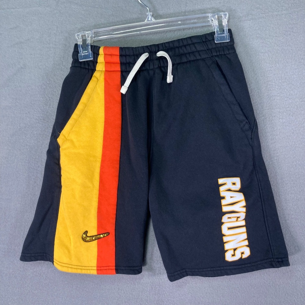 Nike Rayguns Basketball‎ Shorts Kids Large Black Yellow Orange Drawstring NBA